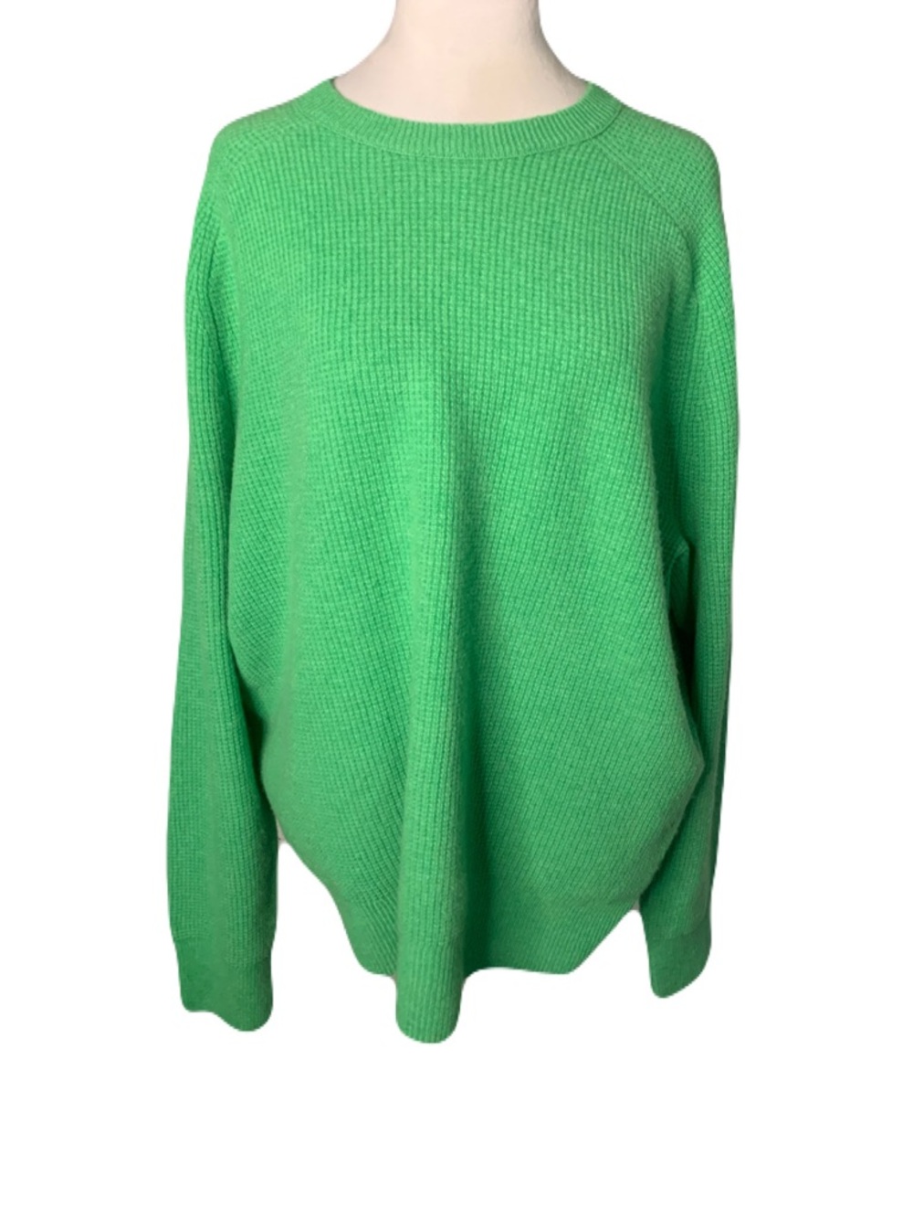rag & bone Men's XL Soft Cozy 100% Cashmere Crewneck Sweater in Bright Green